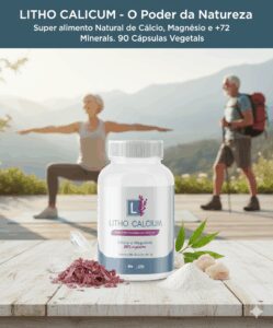 Litho Calcium - Super alimento Natural de Cálcio, Magnésio e mais 72 Minerais, 90 Cápsulas Vegetais